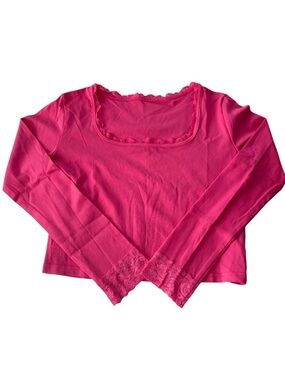 Women's  Long-Sleeve Lace Trim Top
